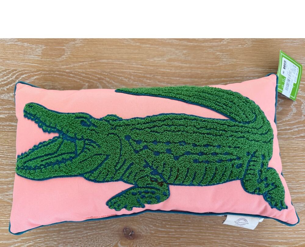 Southern Living NEW Alligator Hoop Embroidery Indoor/Outdoor Throw Pillow
